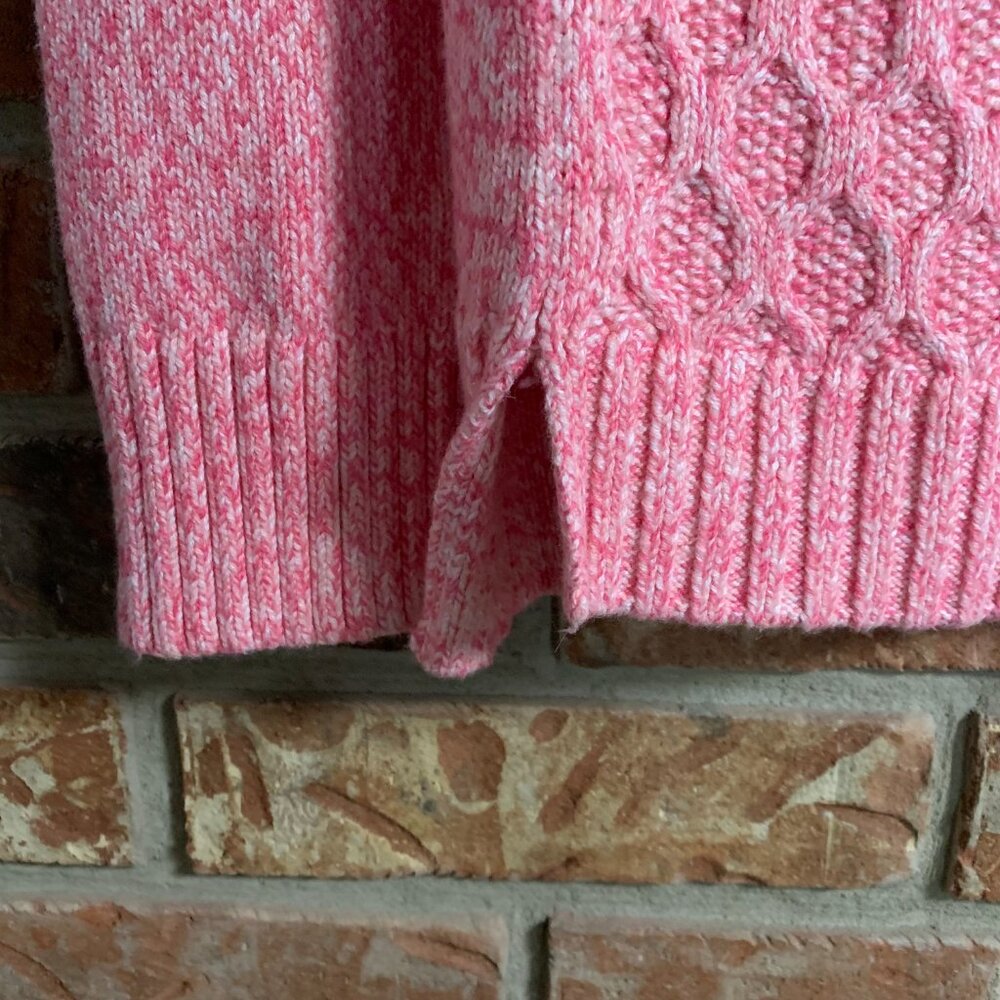 Talbots Honeycomb Cable Knit Women's Medium Pink Mock Neck Pullover Sweater EUC - Picture 9 of 15